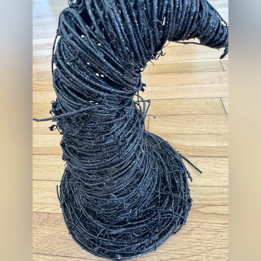 Black Glitter Twig Halloween Witch Hat Table Decoration - Picture 7 of 7